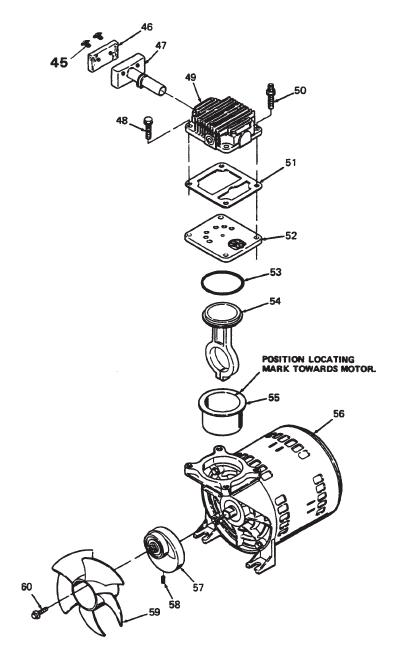 DEVILBISS MODEL 100EAD PUMP AND MOTOR BREAKDOWN